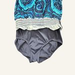 Jaclyn Smith  Tankini Swimsuit Blue Swirl Print Adjustable Straps Size 10 Photo 3