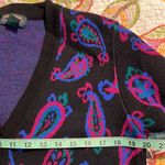 Charter Club Vintage  small sweater bright paisley colored pattern two pockets Photo 5