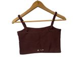 Wilo Ribbed Crop Tank Top Brown Spaghetti Strap Loungewear Active Ribbed Medium Photo 2