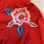 Boston Proper Red Embroidered Off Shoulder Wide Leg Jumpsuit Photo 9