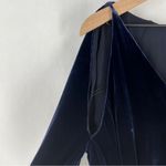 Dion‎ Lee Elegant Navy Silk Velvet Cold Shoulder 3/4 Sleeve Midi Wrap Dress 10 Blue Photo 6