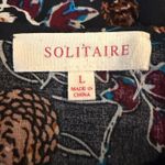 Solitaire Black Floral Print Bell Sleeve Blouse Size L Photo 3