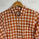J.Crew Gingham Preppy Plaid Button Down Top Sz 0 Spring Orange White Cotton Photo 5