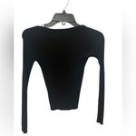 l*space L* Black Ribbed Knit Top - Sweetheart Neckline, Long Sleeve Crop Sweater XS Photo 3