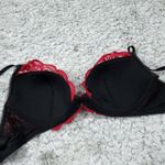 Hot Topic Blackheart Daring Plunge Bra Lined Seamed Underwire Black Red Size 34C Photo 2