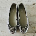 Coach Venus Metallic Silver Soft Leather Embellished Ballerina Flats - US 7 Photo 1