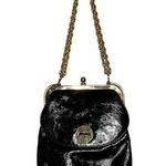 VINTAGE black & gold chain link strap over the shoulder adjustable strap purse Photo 0