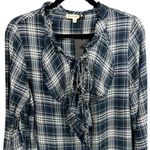 Jane and Delancey NWT  Boho Plaid Lace Up Blouse Top Size‎ Large Bohemian Peasant Photo 7