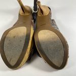 Rue 21  Brown & Teal Pin Stripe Open Toed Heels Photo 10