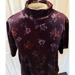 Laura Scott  Velvet Top Womens LG Purple Mock Neck Floral Grunge Fairy Whimsigoth Photo 4