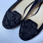 ZARA Black Velvet Rhinestone Embellished Loafer Flats Photo 3