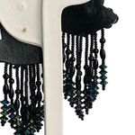 Black Seed Artisan Chandelier Handmade Sequins Goth Gothic Emo Drop Stud Earring Photo 3