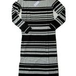 Lou & grey NWT Striped Turtleneck in Black Gray Midi Maxi Sweater Dress 2XS XXS Photo 0