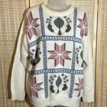 Alfred Dunner Vintage 1990s Y2K Cream Sweater With Embroidered Pattern Large Photo 0