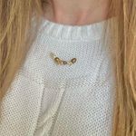 Handmade Brass Pearl Crystal Necklace  “Ygritte” Floating Minimal Classic Boho Photo 1