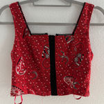 Monteau  Cropped Corset Top Womens Small Red Lace Western Y2K Festival Cowgirl Photo 0