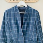 Banana Republic  Windowpane Bell Sleeve One Button Blazer Jacket Navy Blue Sz 6 Photo 1