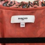 SUNCOO Robe Celeste Pink Paisley Metallic Ruffle Mini Dress T0 Size Small Photo 4