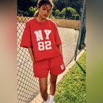 ZARA  NY 82 Varsity Patch Embroidered Distressed Trim Short Sleeve Sweatshirt Tee Photo 1