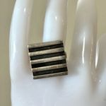 Vintage 925 Sterling Silver Modernist Square Shaped Ring Photo 1