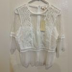 A.Peach White Lace Blouse with Crochet Detailing Photo 5