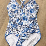 Floral Blue and White Swimsuit Photo 0