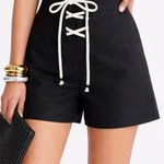 J.Crew Lace Up Linen Blend Shorts Black Nautical Size 4 Coastal Beach Resort Photo 0