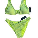 Kendall + Kylie NEW Neon Shimmer Bikini Size Large L Green Revolve Photo 2