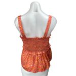 J. Crew Women's Orange Floral Ruffle Smocked Sleeveless Peplum Crop Tank Top XL Photo 1
