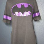DC Comics Batman graphic logo T Shirt size XL (15/17) black purple varsity top Photo 1