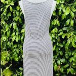 LA RELAXED sleeveless lined striped cowl neck soft maxi dress M black white Photo 1