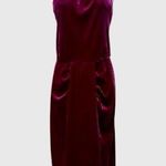 Belle Poque Magenta Velvet Halter Dress w/ Adjustable Button Straps | XL Purple Photo 0