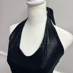 Hot Kiss NEW Vintage  Velvet Halter Neck Top Metallic Black S Deadstock NWT Photo 3