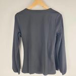 Talbots NEW  Faux Wrap Blouse Top Black Long Sleeve V Neck Size M Photo 4