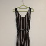 Max Studio Black Striped Wide Leg Flowy Belted Sleeveless Jumpsuit Sz S Photo 2