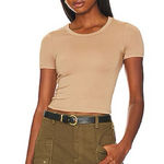 The Range  NYC No Bra Club Cropped Crew Top in Tanlines Photo 0