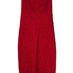 Lovers + Friends Lover Womens Dress Lace Overlay Halter Oasis Open Back Midi D280BH Red Sz. 4 NWT Photo 0