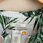 C&C California  100% linen floral tropical green boho button sleeveless top Photo 1