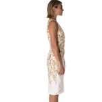 Maison Tara Claire Cream Sleeveless Faux Wrap Floral Shift Midi Dress NEW Yellow Size 12 Photo 2