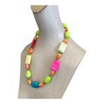 Bright Beaded Multi Shaped Pink, Blue, Orange Beads Lightweight Summer Necklace Pink Photo 4