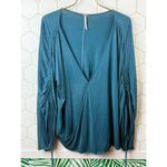 Free People  Salt N Peppa Surplice Blue Jade Top - Size - Medium Photo 6