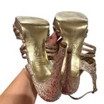 Adrianna Papell BECKA GOLD GLITTER SHIMMER PLATFORM SLINGBACK OPEN PEEP TOE SHOE Photo 7