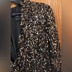 French Connection Emille Sparkle Black & Gold Sequined Dress Sheer Sleeves Sz 4 Photo 6