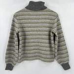 Vince ‎ Green Gray Fair Isle Striped Wool Cashmere Turtleneck Sweater Size Small Photo 5