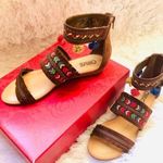 Carlos Santana 8.5 NIB Tangier Pom Pom Wedge Sandal Vacation Mexico Tropical Photo 0