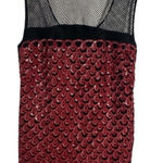 Sachin + Babi  shirt sequins tank top mesh‎ black and red Photo 0