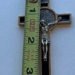 Vintage Ebony Inlay Crucifix Pendant 3" Jesus Christ Pectoral cross Pendant Black Photo 3