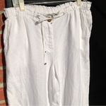 Jones New York  Sport White 100% Linen Pants Elastic Waist 10 Photo 1