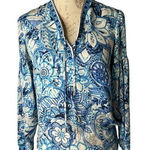 Etcetera  floral print‎ 100% silk long sleeve boho top size 0 Photo 0