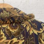 ICE Tapestry Brocade Jacket Size 12 Fringe Gold Navy Baroque Jeweled Buttons Photo 10